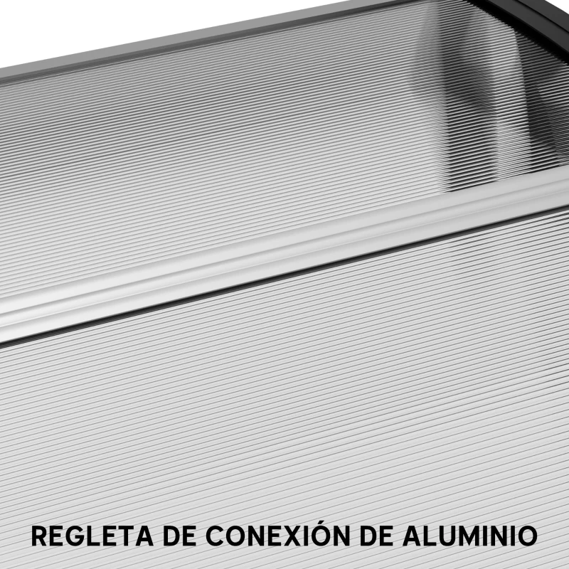 Outsunny Tejadillo de Protección 195x75 cm Marquesina de Exterior con Paneles de Policarbonato Barras de Aluminio Transparente