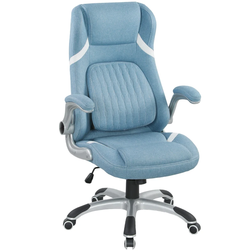 Vinsetto Linen-Look Office Chair, with Adjustable Height and Tension - Blue