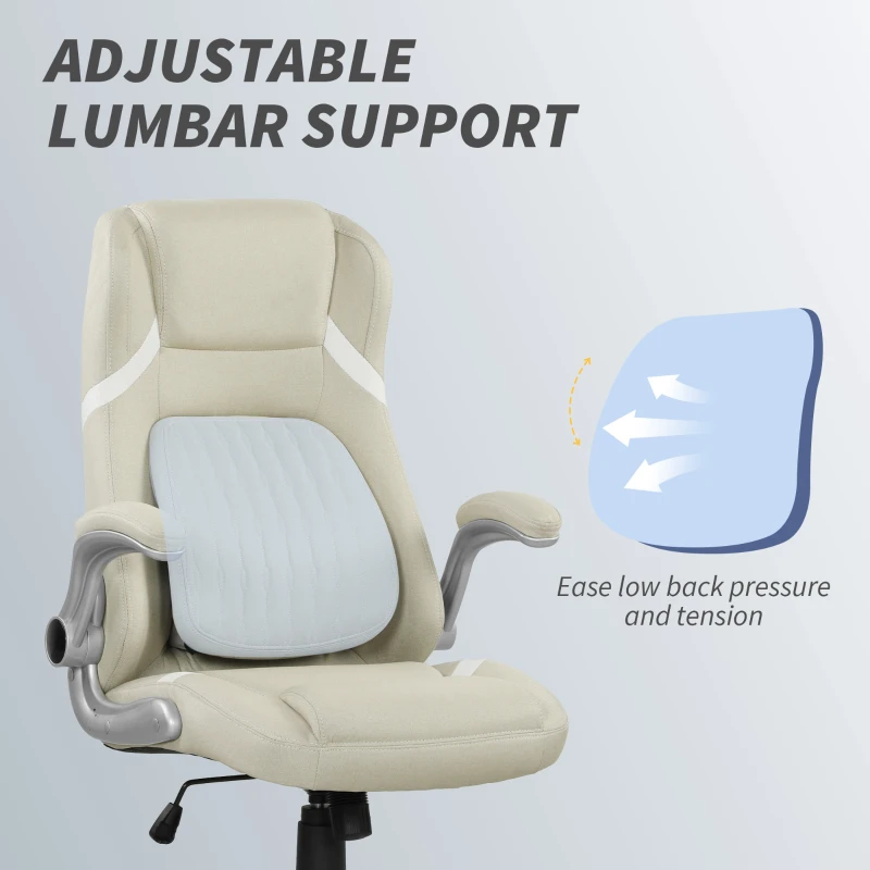 Vinsetto Linen-Look Office Chair, with Adjustable Height and Tension - Beige