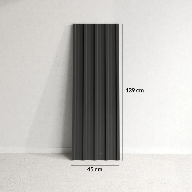 Outsunny Set of 12 Corrugated Steel Roof Sheet Panels - Black