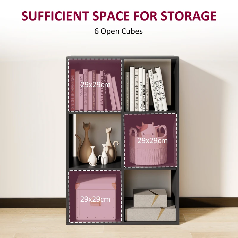 HOMCOM 6-Cube Bookshelf - Black