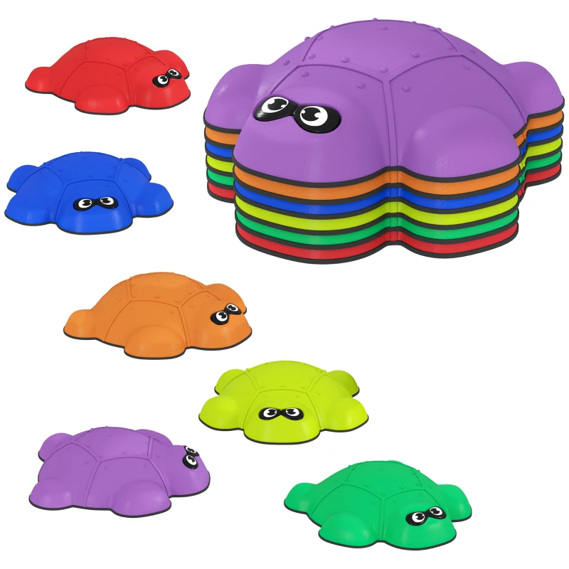 AIYAPLAY 6-Piece Balance Stepping Stones with Non-Slip Edge, Indoor Outdoor Obstacle Courses for Ages 3-8 Years, Multicoloured