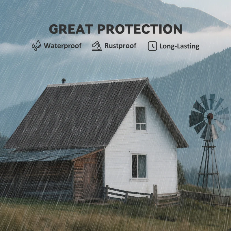 Outsunny Set of 12 Corrugated Steel Roof Sheet Panels - Black