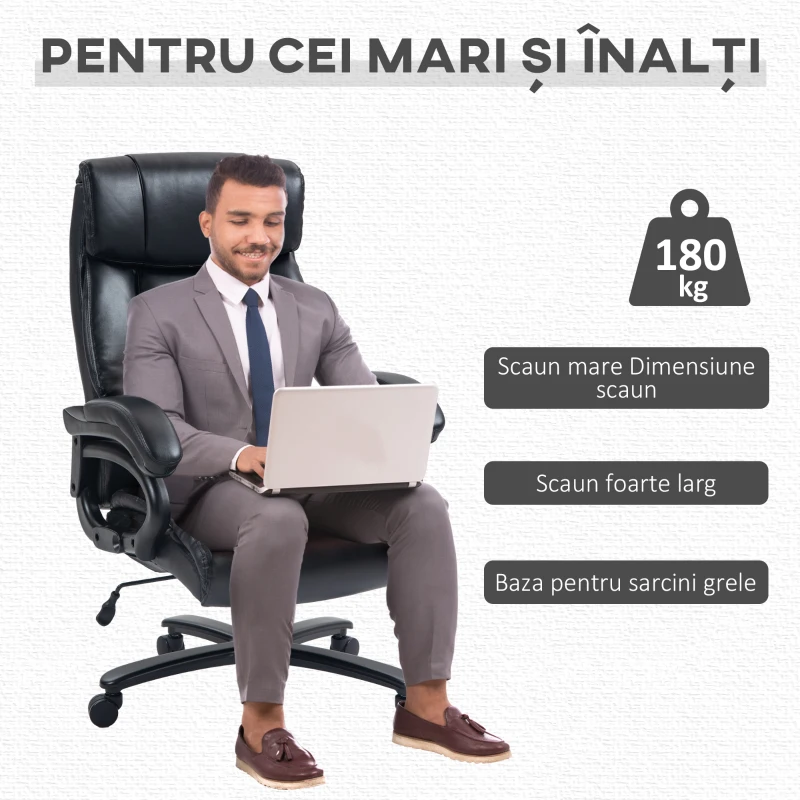 Vinsetto Scaun de birou cu masaj cu vibratii si incalzire, negru