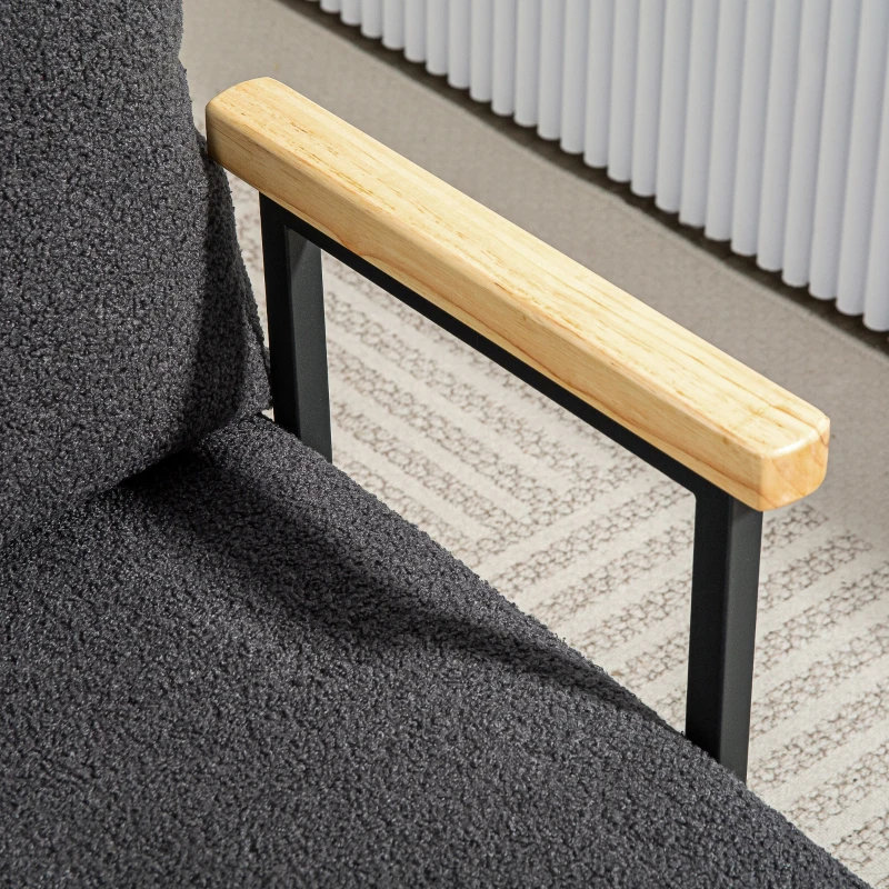 HOMCOM Poltrona Convertível em Cama Poltrona 3 em 1 Convertível em Cama com Encosto Ajustável em 5 Níveis 63x73x81 cm Cinza