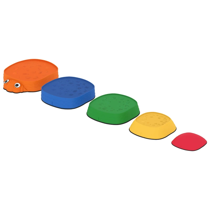 AIYAPLAY Ensemble de Pierres d'Équilibre pour Enfants Empilables de 5 Pièces Antidérapantes pour Intérieur et Extérieur Multicolore