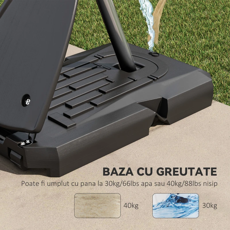 SPORTNOW Cos si suport de baschet reglabil pe inaltime cu panou robust si baza ponderata, portabil pe roti, 2,4-2,9 m
