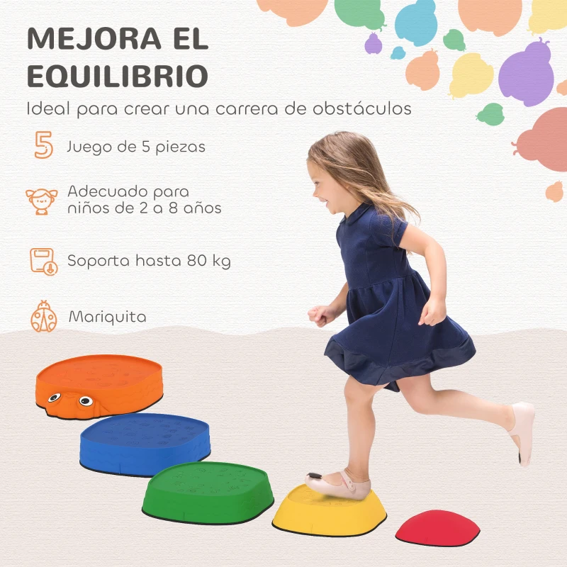AIYAPLAY Conjunto de Piedras de Equilibrio para Niños Apilables de 5 Piezas Antideslizantes para Interior y Exterior Multicolor