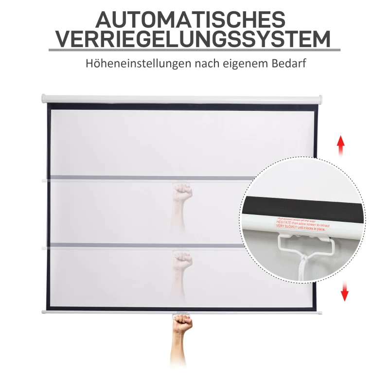 HOMCOM Projectorscherm 203 x 152 cm 100 inch 4:3/ 16:9 projectiescherm Handmatig voor Thuisbioscoop