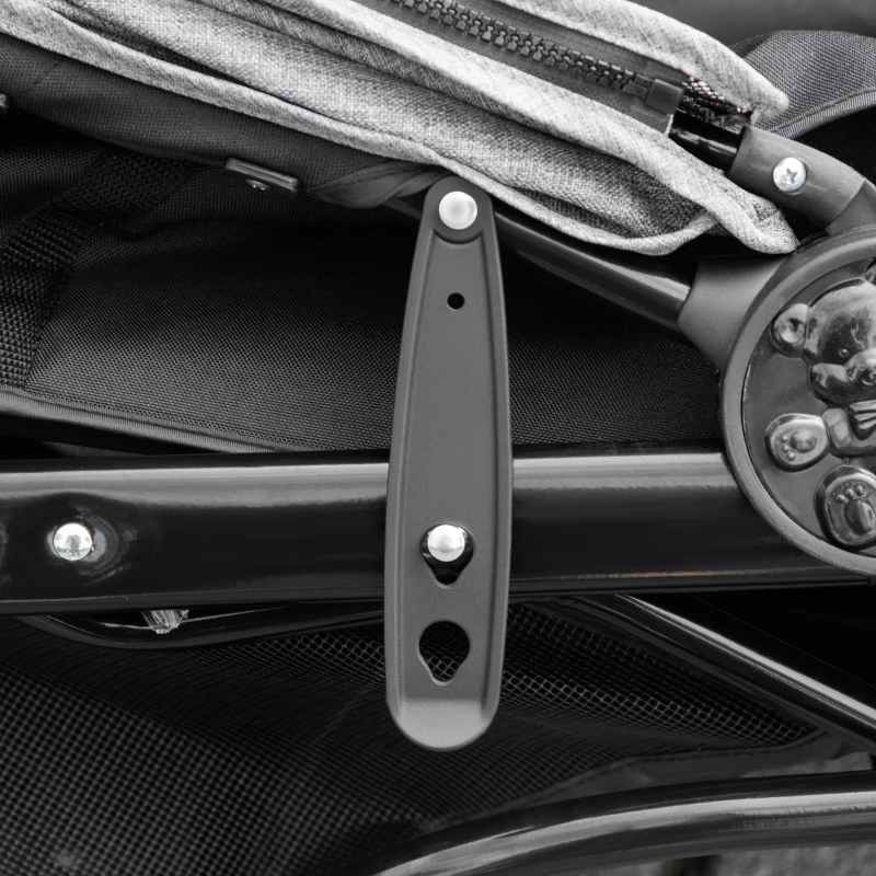 PawHut 2 in 1 Passeggino per Cani Pieghevole a 3 Ruote con Freno, Cestino Portaoggetti e Porta Bottiglia, in Acciaio e Oxford, Grigio e Nero, 109.5x57.5x106.5cm