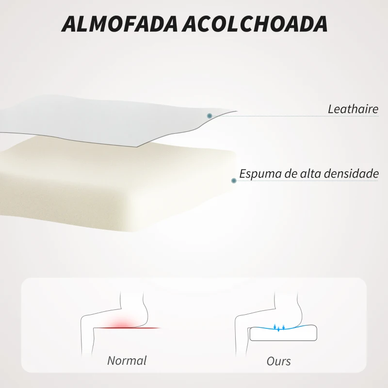 HOMCOM Cadeira de Escritório com Encosto Alto Cadeira para Secretária com Altura Ajustável Função Inclinável 61x62x106-116 cm Branco