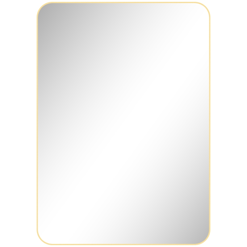 HOMCOM Miroir murale miroir salle de bain rectangulaire avec cadre en alliage d'aluminium or pour chambre, salon 50 x 70 cm