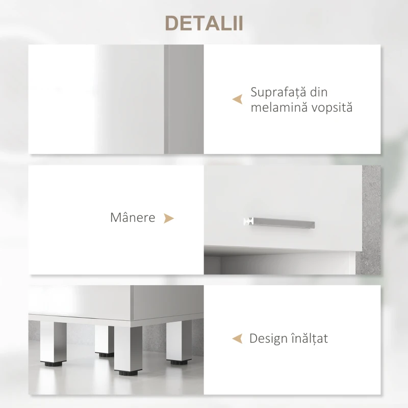 kleankin Mobilier pentru Baie cu 1 Sertar 3 Rafturi Ajustabile și 2 Dulapuri, 30x30x180 cm, Alb Lucios