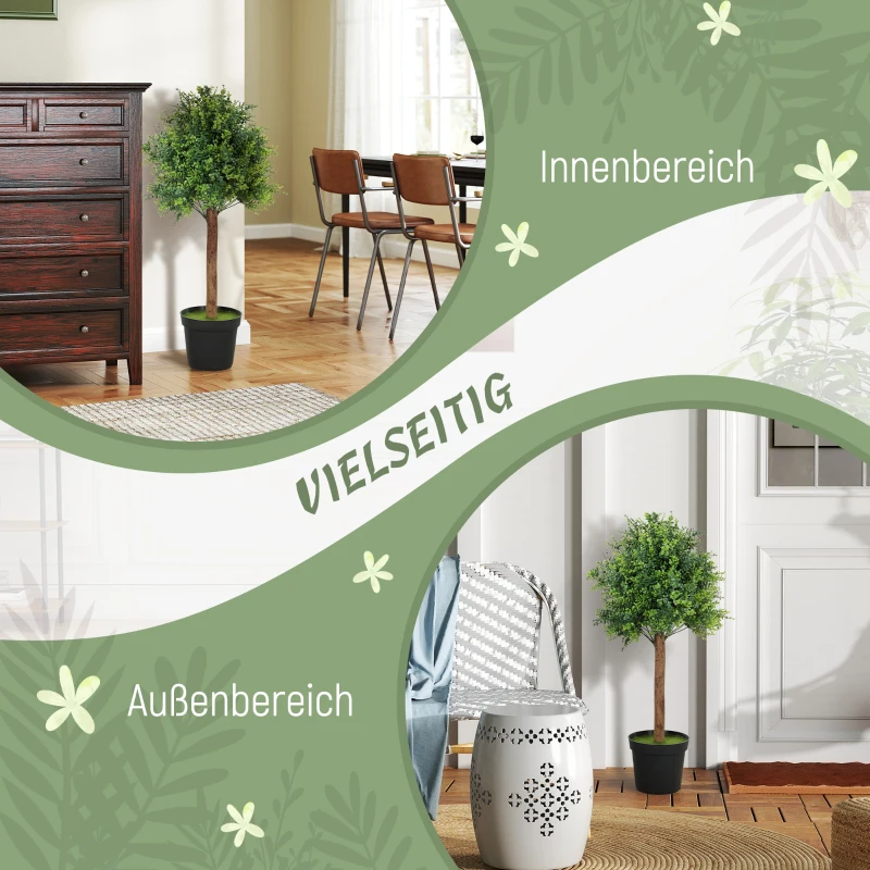 HOMCOM Kunstmatige Boekweit 90 cm Kunstplant, Kunstplanten in Pot voor Woonkamer