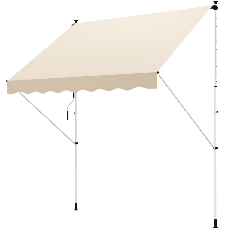 Outsunny Toldo Manual Retráctil 300x150x170-280 cm con Altura Ajustable Manivela y Protección Solar para Terraza Beige