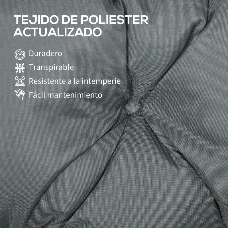 Outsunny Cojín para Banco con Respaldo 150x98x8 cm Colchón de Banco de 3 Plazas con 6 Cordones de Fijación para Jardín Terraza Balcón Exterior Gris