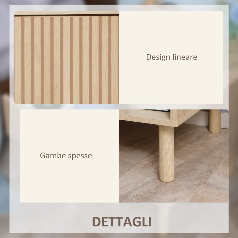 HOMCOM Comodino Moderno con Cassetto e Ripiano Aperto in Truciolato, 47x47x50 cm, Color Legno