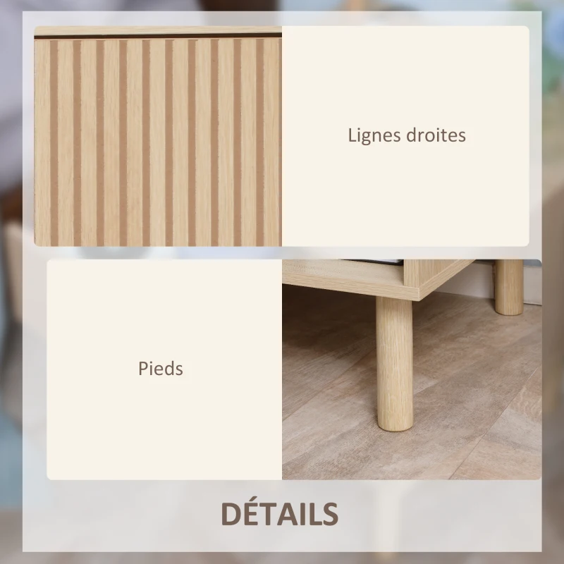 HOMCOM Table de chevet table de nuit avec tiroirs et niches, table d'appoint style moderne pour chambre à coucher, salon, dim. 47 x 47 x 50 cm, finition bois naturel