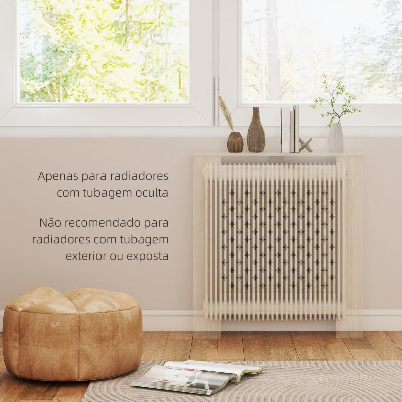 HOMCOM Cobertura de Radiador de MDF Proteção para Radiador para Sala de Estar Dormitório Corredor 78x19x82 cm Carvalho