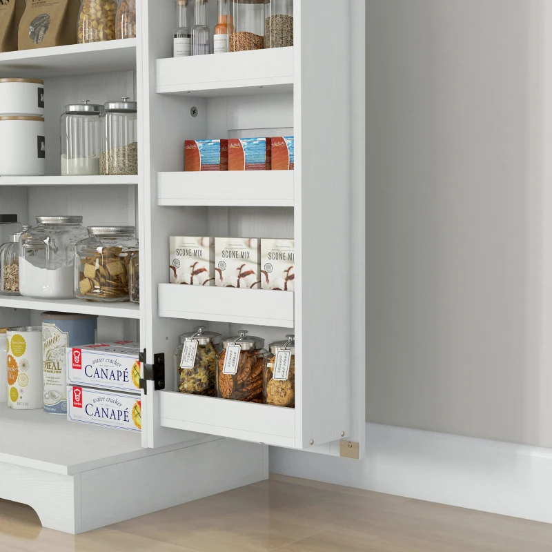 HOMCOM Armario Despensa Cocina con 2 Puertas 16 Estantes y Estantes Ajustables para Comedor Salón 60x40x104 cm Crema