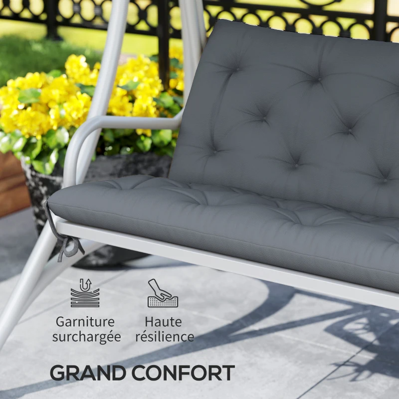 Outsunny Coussin de banc matelas assise dossier pour banc de jardin coussin balancelle canapé 3 places grand confort 150 x 98 x 8 cm gris
