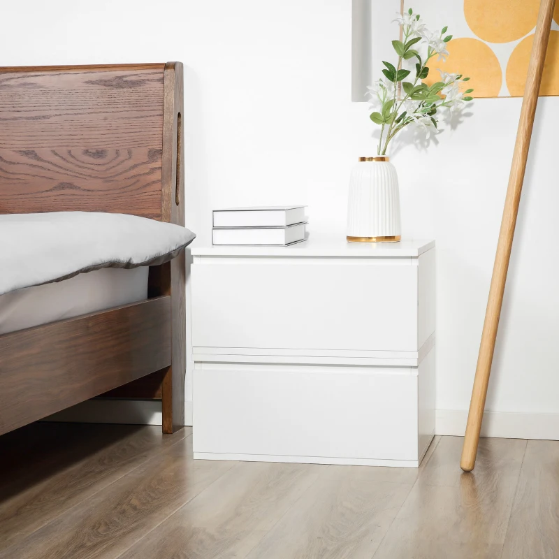 Homcom Set 2 Noptiere Suspendate – Sertar Alb, MDF & PAL