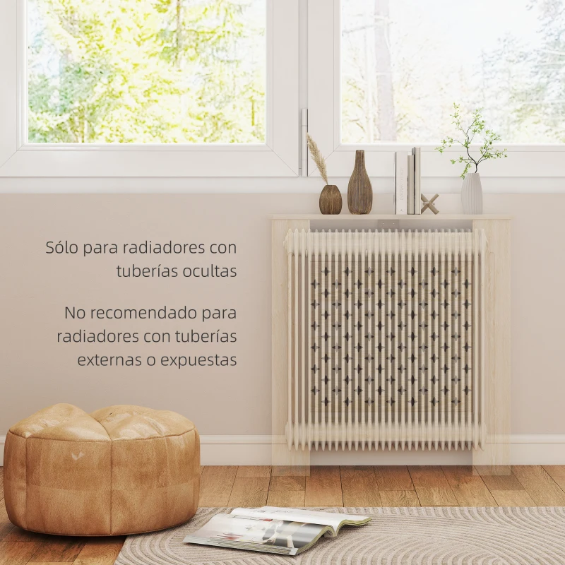 HOMCOM Cubreradiador de MDF Cubierta para Radiador para Salón Dormitorio Pasillo 78x19x82 cm Roble