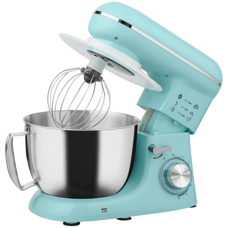 HOMCOM 1300W Kitchen Stand Mixer, with Accessories - Blue(m-10)