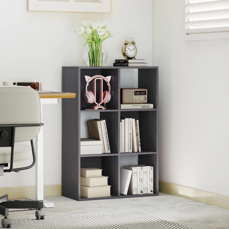 HOMCOM 6-Cube Bookshelf - Grey