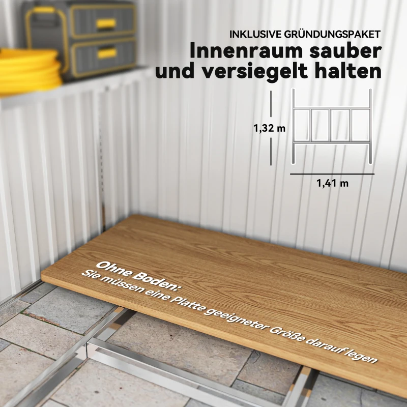 Outsunny Metall Gerätehaus 2,81m² 154x206,5x181 cm Geräteschuppen mit Pultdach Fundament(m-6)
