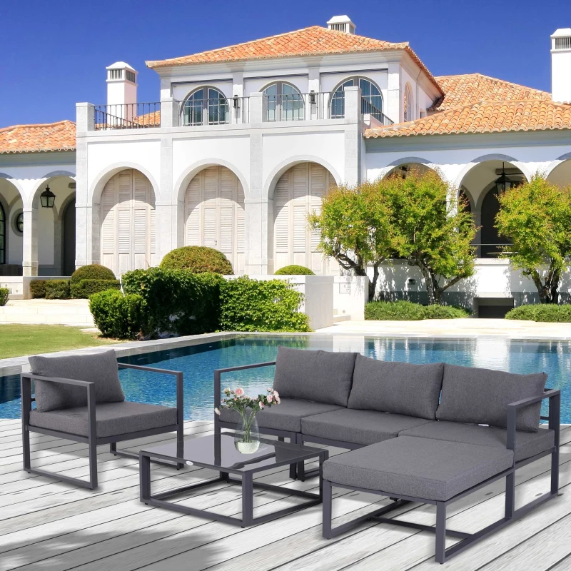 Outsunny 6-delig Tuinset tuinset tuinbankset