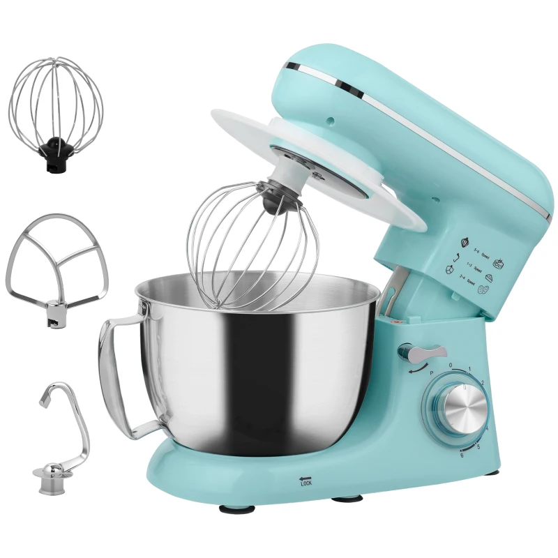 HOMCOM 1300W Kitchen Stand Mixer, with Accessories - Blue(m-9)