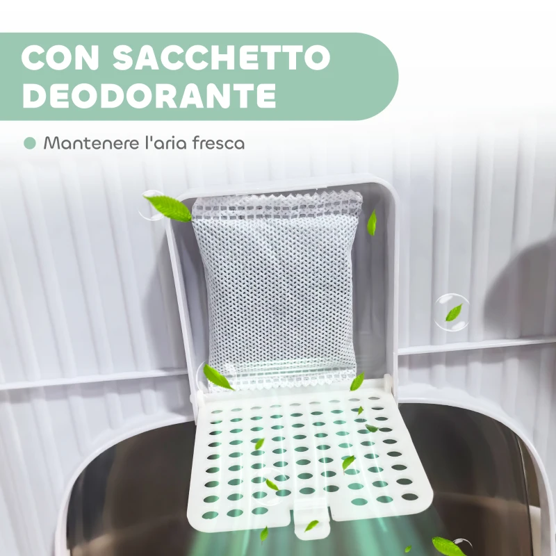 PawHut Lettiera per Gatti Chiusa con 2 Porte, Vassoio Estraibile, Paletta e Deodorante, in PP, 40.5x52.5x42.5 cm, Verde