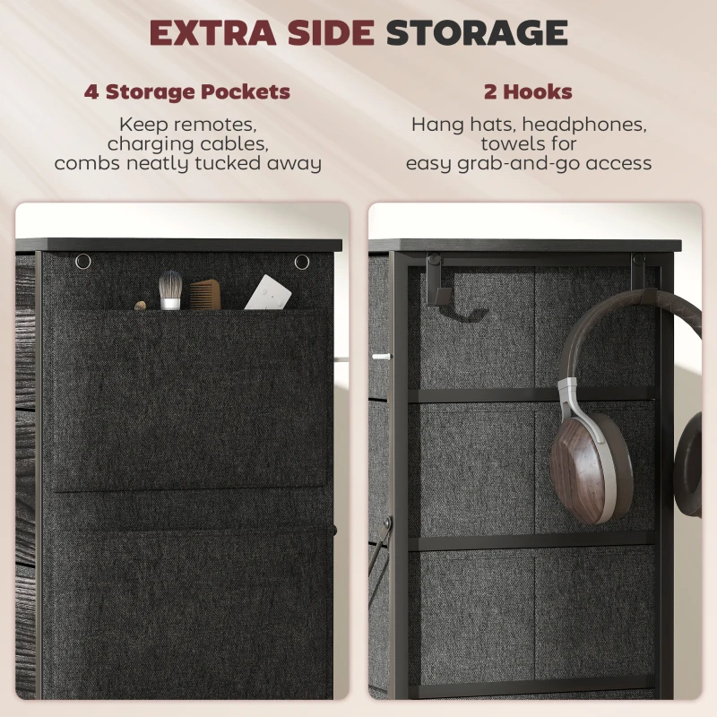 HOMCOM Chest of Ten Fabric Drawers - Black