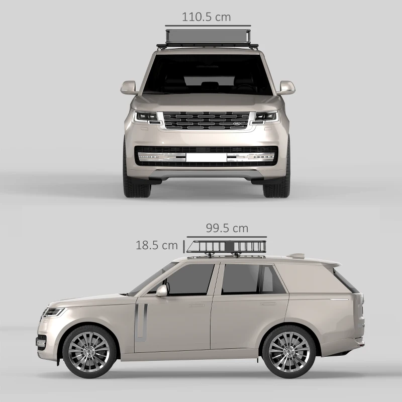 HOMCOM Auto Dakbagagedrager, Dakmand, 90,7 kg Draagvermogen, met Winddeflector, Stalen Buizen, Zwart