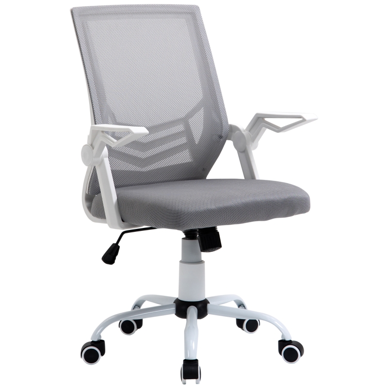 Vinsetto Silla de Oficina Ergonómica Silla de Malla con Altura Ajustable Reposabrazos Abatible Soporte Lumbar Transpirable para Adolescentes Adultos 62,5x55x94-104 cm Gris