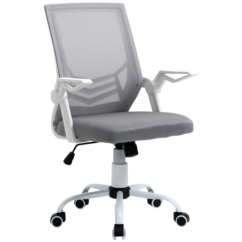 Vinsetto Silla de Oficina Ergonómica Silla de Malla con Altura Ajustable Reposabrazos Abatible Soporte Lumbar Transpirable para Adolescentes Adultos 62,5x55x94-104 cm Gris