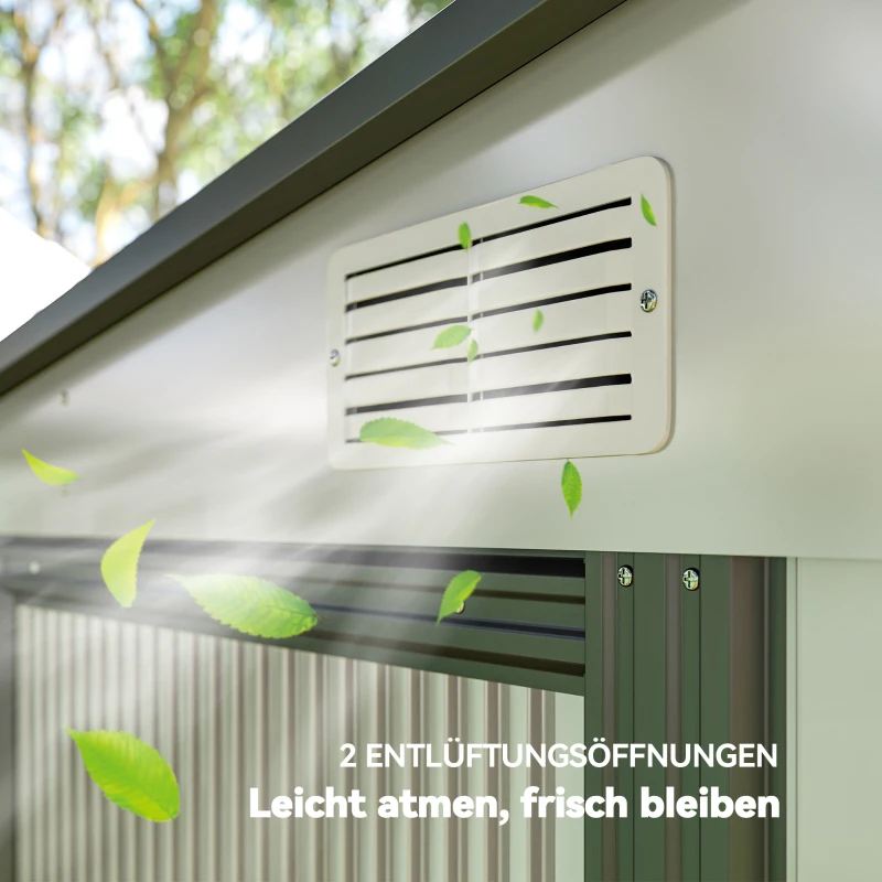 Outsunny Abri de jardin métallique 2,81m² 154x206,5x181 cm Hangar avec Toit en Pente Fondation