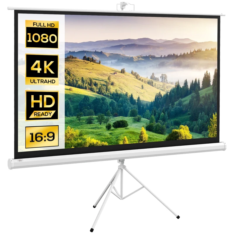 HOMCOM Écran de projection pour projecteur avec trépied 186 x 105 cm 84 pouces 16:9 HD 4K