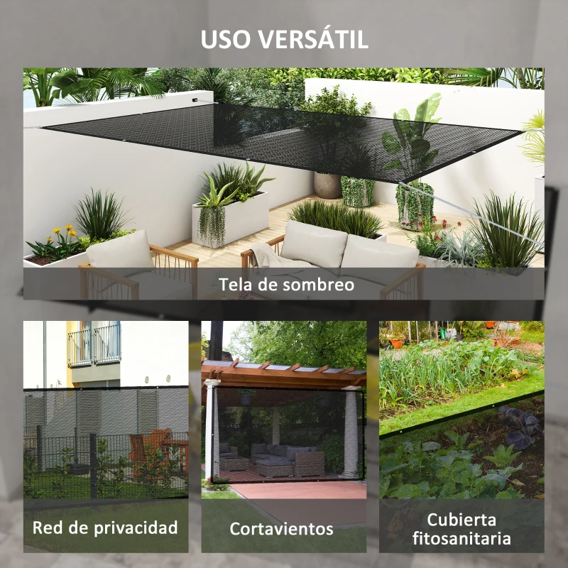 Outsunny Toldo Vela de Sombra Rectangular 3x2 m Toldo de Jardín Protección Solar 65% Transpirable y Anticongelante Negro