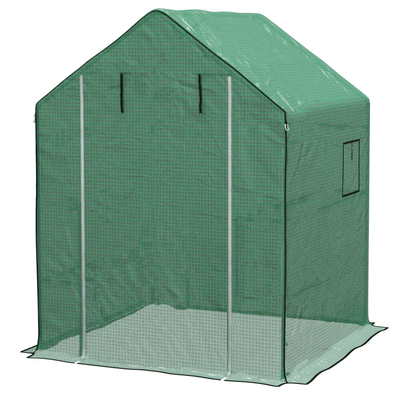 Outsunny Cubierta de Repuesto de Invernadero 140x143x190 cm con Ventana Puerta con Cremallera Anti-UV Protección de Plantas Verde