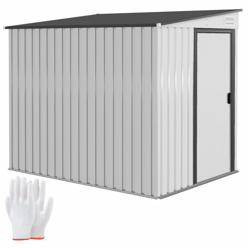 Outsunny Metall Gerätehaus 2,81m² 154x206,5x181 cm Geräteschuppen mit Pultdach Fundament(m-10)