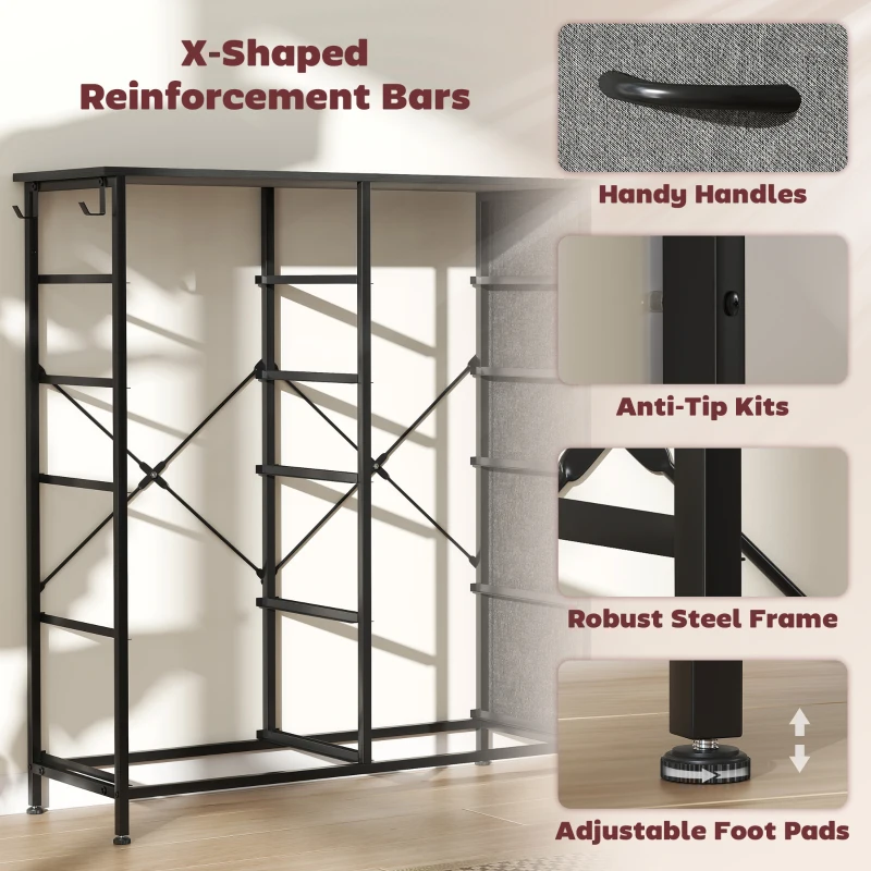 HOMCOM Chest of Ten Fabric Drawers - Charcoal Grey