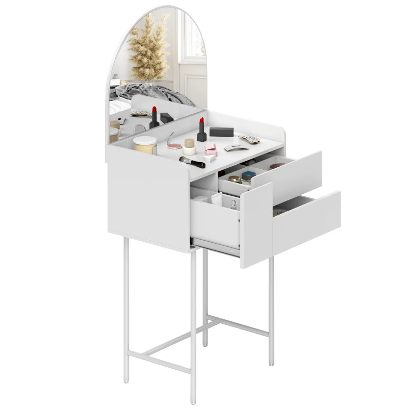 HOMCOM Three Drawer Compact Dressing Table - White