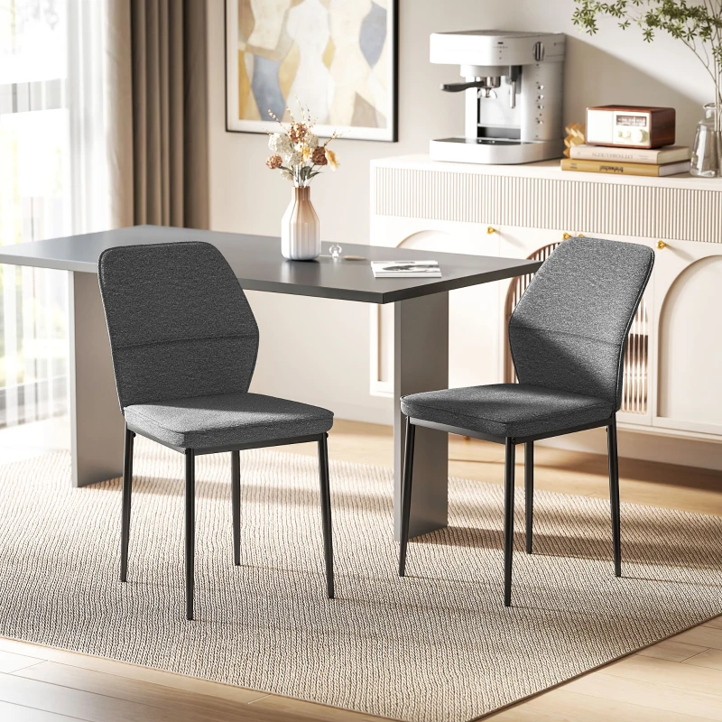 HOMCOM Conjunto de 2 Sillas de Comedor con Tapizado de Terciopelo Sintético Respaldo Curvo y Patas de Acero 45x57x86 cm Gris