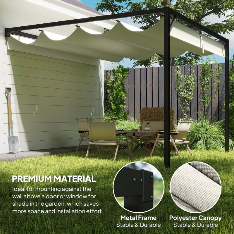 Outsunny 3 x 3 m Pergola, with Sliding Canopy - Cream White