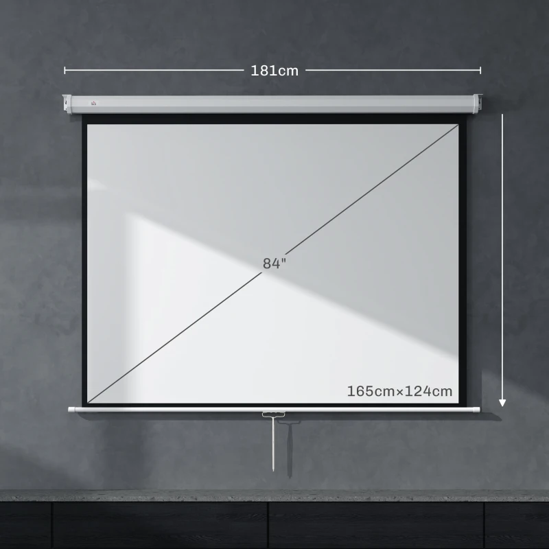 HOMCOM Beamer Leinwand 171 x 128 cm 84 Zoll 4:3 HD 4K Projektionsleinwand Kunststoff, Metall Heimkino(m-3)