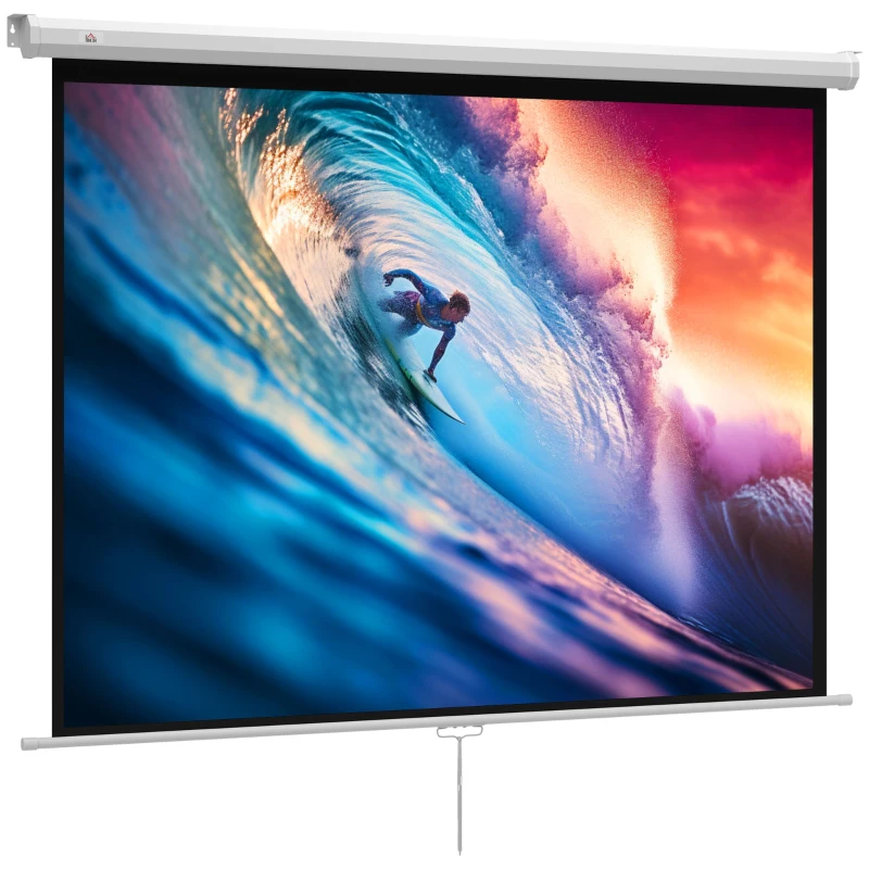 HOMCOM Beamer Leinwand 171 x 128 cm 84 Zoll 4:3 HD 4K Projektionsleinwand Kunststoff, Metall Heimkino