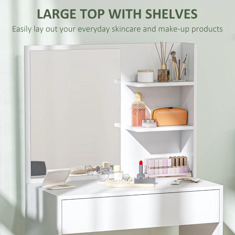 HOMCOM Dressing Table with Mirror and Storage - White
