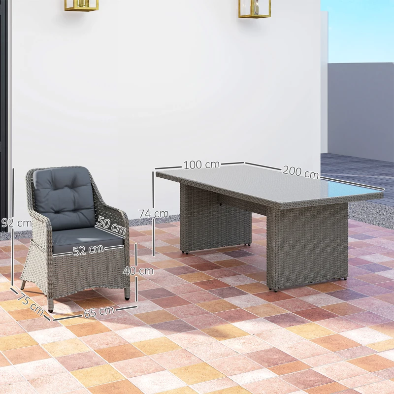 Outsunny Seven-Piece Rattan Dining Set - Mixed Grey